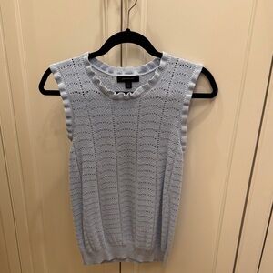Ann Taylor Soft Blue Ruffled Knit Top